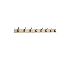 AmazonBasics - Perchero de madera de pared, 8 ganchos modernos 92 cm, Natural, 2 unidades