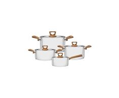 Tramontina Brava BaterÃ­a de Cocina de 4 Piezas, 3 ollas, 1 cazo con Tapa para Todo Tipo de Fuegos, Acero Inoxidable, 18/10