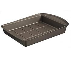 Pyrex Bandeja 28X22Cm Forma Brownies Asimetria, Acero, Negro, 1.56 cm