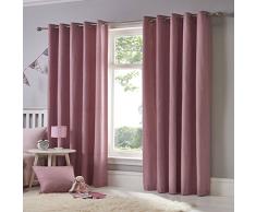 Fusion Sorbonne - Cortinas con Forro y Ojales (de algodÃ³n), Color Liso, algodÃ³n, Blush, 90x54 (229 x 137 cm)