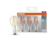 OSRAM LED Classic A100, lámparas LED de filamento transparente de vidrio para E27, forma de bombilla, blanco frÃo (4000K), 1521 lúmenes, sustituye a las bombillas convencionales de 100W, caja de 3