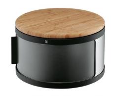 WMF Gourmet Panera Tambor con Tabla para Cortar, Bamboo, Acero Inoxidable, Sintético, Negro