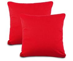 aqua-textil Classic Line 0011477 - Juego de 2 Fundas de Almohada (80 x 80 cm, con Cremallera), Color Rojo