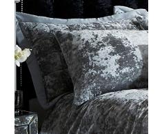 Catherine Lansfield Dos Fundas Decorativas para Almohada de Terciopelo aplastado, poliéster, Natural, para Cama de Matrimonio, poliéster, Plateado, 29 x 8 x 29 cm