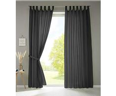 Gardinenbox BerlÃn 20400N2 - Juego de 2 Cortinas (245 x 140 cm), Color Negro Opaco
