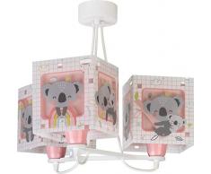 Dalber Koala Lámpara Infantil de Techo 3 Luces, 60 W, Rosa