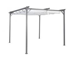 DRW Pergola con toldo de Poliester 300gsm Gris y Blanco abatible 100X70X125 cm