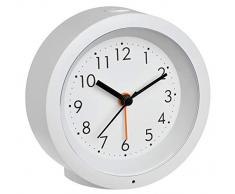 TFA Dostmann Genua 60.1029.02 – Despertador analógico con Sweep Reloj, de plástico, Color Blanco, (L) 105 x (B) 41 x (H) 105 mm