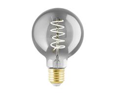 EGLO LED E27 regulable, LED espiral Globo, bombilla vintage negra-transparente en diseño retro, 4 vatios, 100 lúmenes, blanco cálido, 2000k, foco Edison G80, à 8 cm