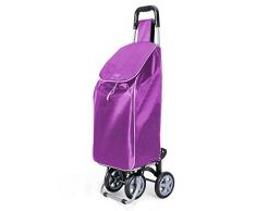 Metaltex Trillium - Carro de Compra con 4 ruedas, Morado, 50 Litros