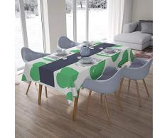 Bonamaison DecoraciÃ³n de Cocina, PoliÃ©ster, Antimoho, Secado rÃ¡pido, Impermeable, Mantel, Verde petrÃ³leo, Blanco, 140 x 200 Cm - DiseÃ±ado y Fabricado en TurquÃ­a