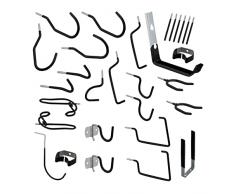 Relaxdays Ganchos Pared Surtido 30 Piezas, Soportes Herramientas para Garaje, Engomados, Colgadores Taller, Acero, Negro, aleado, 15 x 3,5 x 20 cm