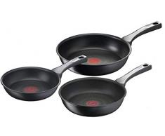 Tefal Unlimited On - 20/24/28 cm con revestimiento muy resistente, Thermo-Signal, Thermo-Fusion, forma profunda, todo tipo de cocinas, apto para horno, sin PFOA, Color Negro, Juego 3 sartenes
