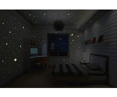 Ambiance-Live Pegatina Luna fosforescente 30Â cm con 150Â pÃ©tites Estrellas y Planetas
