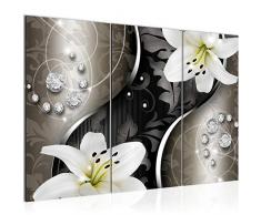 Runa Art 208031a - Cuadro de pared (120 x 80 cm, lienzo de fieltro, tamaño XXL, 3 piezas, fabricado en Alemania, listo para colgar), diseño de flores y lirios