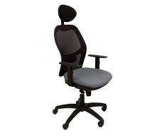 Piqueras Y Crespo (PIQU7) Silla Jorquera Malla Negra Asiento Bali Gris Medio con cabecero Fijo Oficina, Talla Unica