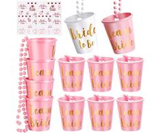 TAIZER 12Piezas Team Bride Bride To Be Collar de Cristal Chupito Nupcial Despedida de Soltera Fiesta Collar de Fiesta Nupcial Vasos Despedida Soltera Vasos de Chupito Decoración de Bodas y Despedidas