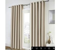 Fusion Freya-100% algodÃ³n par de Ojales, Natural, Cortinas: 46 Pulgadas de Ancho x 54 Pulgadas de caÃ­da (117 x 137 cm), Natural, Curtains: 46 Width x 54 Drop (117 x 137cm)