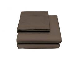Max Color CLMXMARRONE2P Juego Ropa de Cama Plana 250x300, Plancha instalada 170x200cm+2 Fundas 52x82cm, Marron, 100 % Algodón, Doble