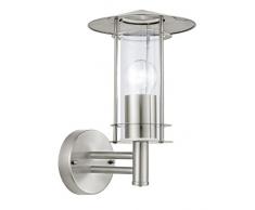 Eglo 30184 Outdoor wall lighting E27 60W Acero inoxidable iluminación al aire libre - Iluminación al aire libre (Outdoor wall lighting, Acero inoxidable, Vidrio, Acero inoxidable, IP44, Entrada, Cochera, Jardín, Patio, Transparente)