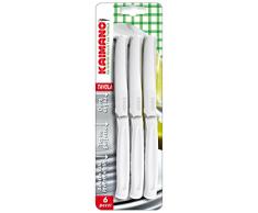 Kaimano KDN041506W Cuchillos de LÃnea, Acero Inoxidable, Blanco, 28x10x3 cm, 6 Unidades