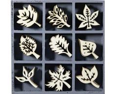 cArt-Us - Caja de Madera con Hojas Decorativas (10,5 x 10,5 cm)