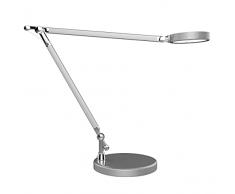Unilux Lámpara de escritorio LED Senza, color gris plateado, regulable, intensidad de luz y temperatura de color ajustable, 500 lm, 5500 K, 5 W