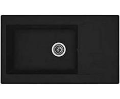 Fregadero empotrado de mineralita 1 cuenca 86 cm negro, respekta DENVER86X50S