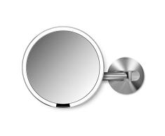 simplehuman Espejo Sensor Pared Mate, Acero Inoxidable Cepillado, 20 cm | Aumento 5x