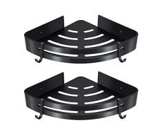 CROSOFMI Estanteria Baño Esquina Estante Ducha de Esquina a Prueba de Herrumbre para Organizador de Cocina de Baño Aluminio (Triángulo, Negro,2 Paquetes)