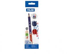 Milan Maxi - Caja con 12 lápices bicolores, color azul y rojo