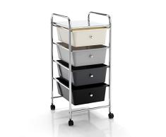 Oresteluchetta Cajonera con ruedas, gris blanco negro, 76 cm de alto x 32 cm de ancho x 36,5 cm de profundidad