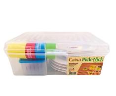 Domplex Conjunto Caja Set de Vajilla de PlÃ¡stico Polipropileno de Pic-Nic para 4 Personas, Blanco, Amarillo, Rojo, Azul, Verde, PequeÃ±o