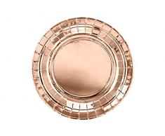 Partydeco - Juego de 6 platos pequeÃ±os de cartÃ³n dorado rosa metalizado para ceremonias, bodas, 18 cm