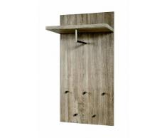 Haku Möbel 42758 Perchero De Pared Roble Trufa/Acabado INOX 31 x 49 x 100 cm