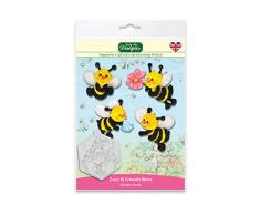 Katy Sue Designs Zuzz & Friends Bees Molde de silicona para decoraciÃ³n de tartas, manualidades, magdalenas, dulces, tarjetas y arcilla, apto para alimentos, fabricado en el Reino Unido, Gris