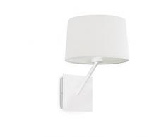 Faro Barcelona 28413 - HANDY Lámpara Aplique, 20W, cuerpo de acero y pantalla textil blanca, color blanco