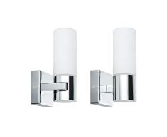 Paulmann 70354 Apliques Gemini, focos de Pared IP44 sin Fuente, Casquillo E14, máx. 2x20 W, luz para Pasillo, Paquete de 2, iluminación Mural, Cromo, Satinado, Metal, Cristal