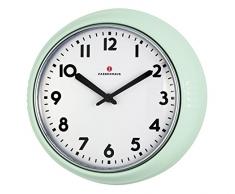 Zassenhaus 72945 Retro Reloj de Pared Diámetro 24 cm Verde Menta, Aluminio, Verde, 26 x 8.5 x 25 cm