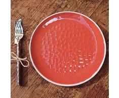 Les Jardins de la Comtesse - PequeÃ±os Platos de Postre - Melamina Pura - Juego de 2 unidades - Colores Unidos - â 23 cm - Coral Rojo - Servicio de Mesa de la CollecciÃ³n Vajilla Irrompible MelARTmine