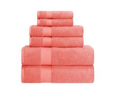 Superior - Juego de Toallas de baÃ±o, suavÃ­simas y absorbentes, de algodÃ³n, Color Coral, Juego de 2