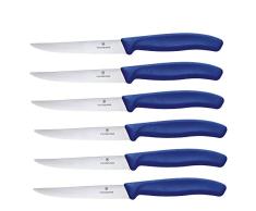 Victorinox Swiss Classic Juego de 6Â cuchillos de carne con filo de sierra y hoja de 11Â cm, aptos para el lavavajillas, inoxidables y de color azul