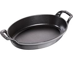 STAUB Dish Fuente Ovalada apilable, Hierro Fundido, Gris Grafito, 24 cm
