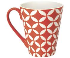 Excelsa etnika Taza 275Â ml, Porcelana, Rojo, 10.19Â X 10.19Â X 10Â cm