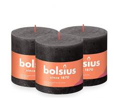 Bolsius - Vela de pilar rÃºstica - Antracita - 10 x 10 cm - Pack 3, gris oscuro