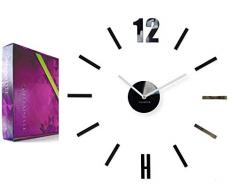 FLEXISTYLE Moderno Reloj de Pared de acrílico Negro, Grande, salón, Dormitorio