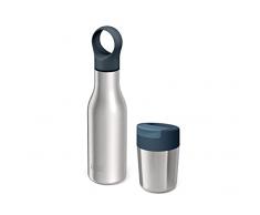 Joseph Joseph Refill Reuse Repeat - Set de 2 tazas y botellas de viaje, acero inoxidable, taza de café reutilizable y botella térmica aislante