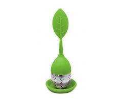 NERTHUS FIH 262 - Filtro de tÃ© forma de hoja de Silicona Libre de BPA y Acero Inoxidable, infusiones, colador de tÃ©