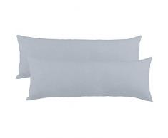aqua-textil Classic Line - Funda de Almohada para Dormir de Lado, algodÃ³n, Color Gris Plateado, Pack Doble de 40 x 120 cm, 2 Unidades