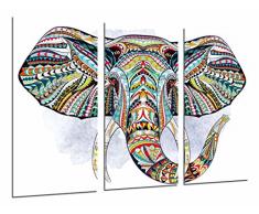 Cuadros Camara Poster FotogrÃ¡fico Decoracion Mandala Animal Elefante, Fondo Blanco TamaÃ±o total: 97 x 62 cm XXL, Multicolor